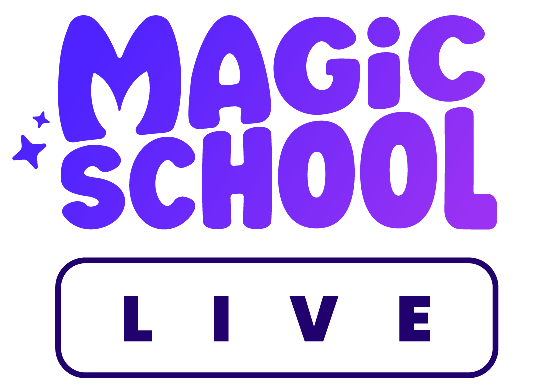 Purple, horizontal MagicSchool Live logo