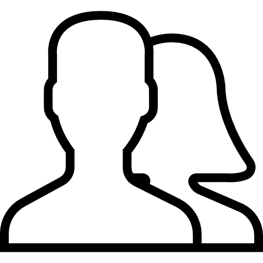 black icon of a male and female head outline